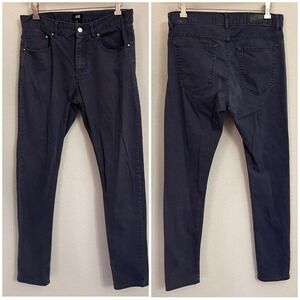 HM Mens Slim Fit Navy Blue Stretch Twill Five Pocket Pants Size 29